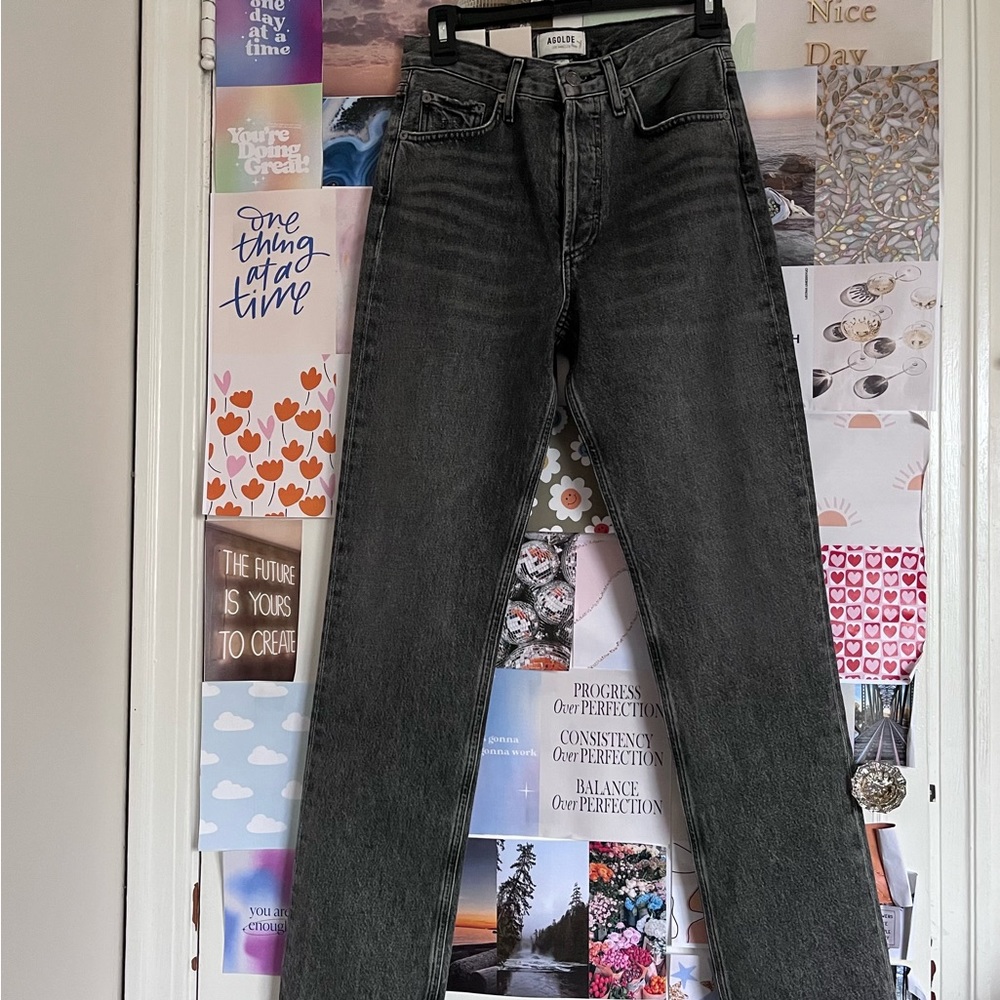 Agolde - Lana mid rise fall straight black jeans